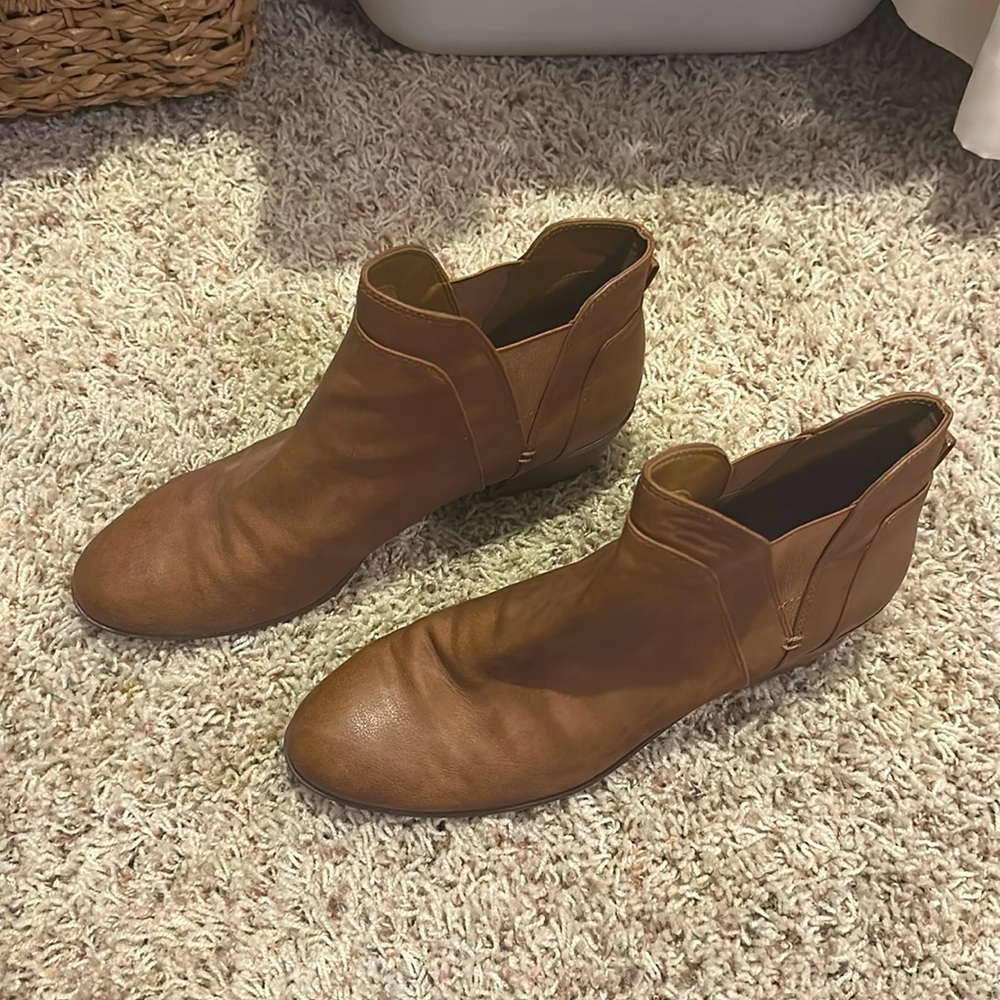Brown leather booties